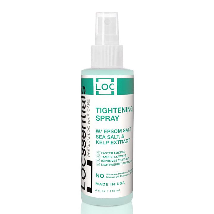 LOCssentials front label showing sea salt tightening spray benefits