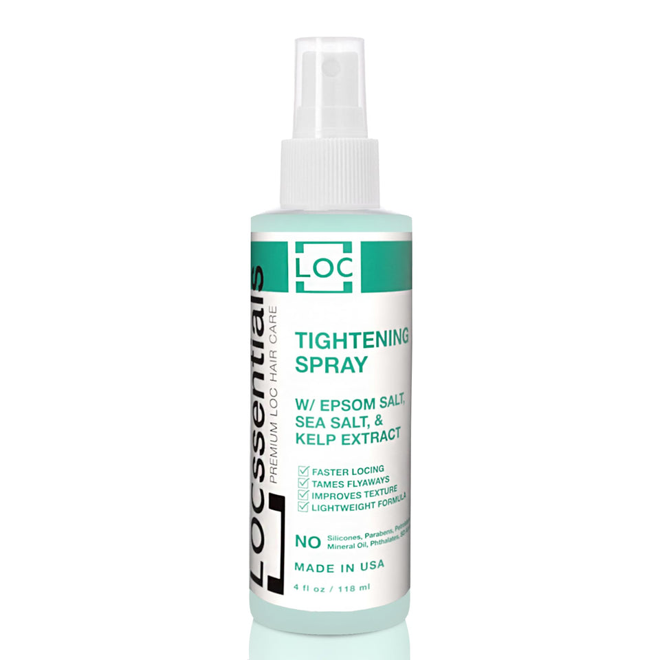 LOCssentials front label showing sea salt tightening spray benefits