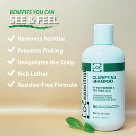 LOCssentials peppermint and tea tree ingredient close-up highlighting natural clarity
