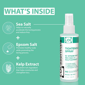 LOCssentials spray being applied to starter locs to speed locking and reduce frizz