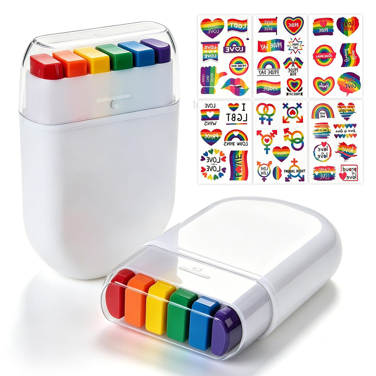 LOGNEW front packaging showing vibrant rainbow face paint set benefit: ready-to-use festival color