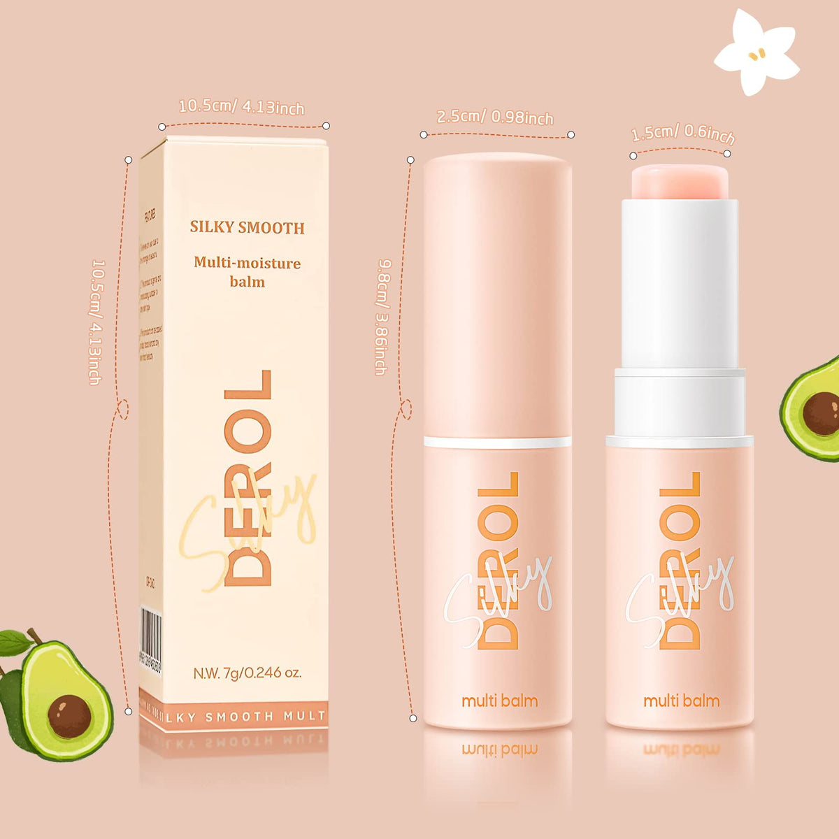 LOKFAR closed balm stick beside ruler to show size and easy portability benefit