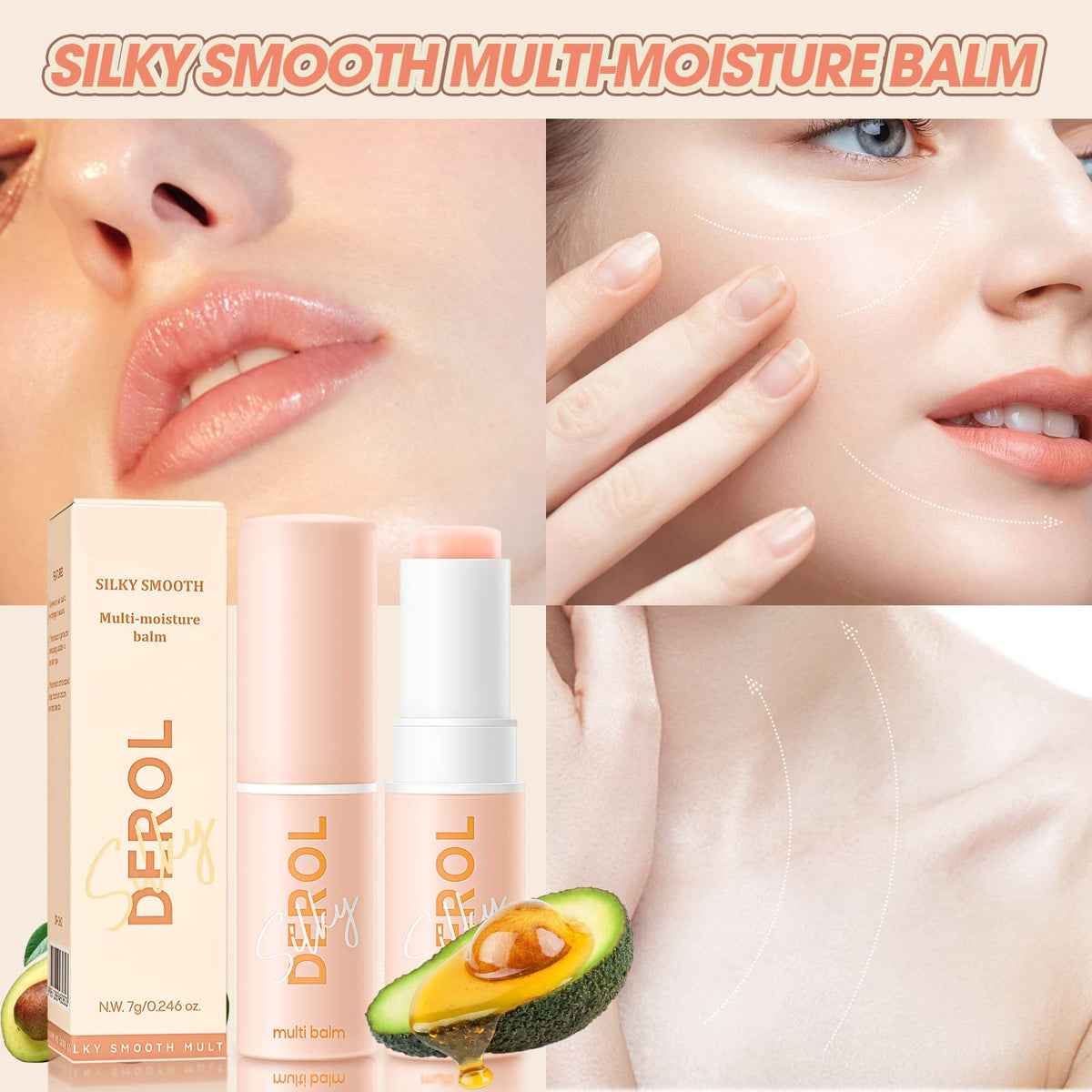 LOKFAR close-up of balm tip melting on skin showing silky texture benefit
