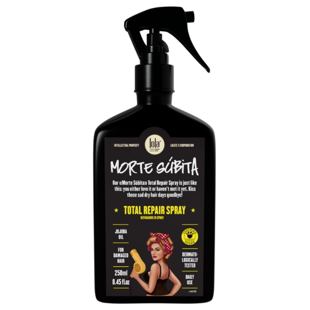 Lola From Rio front packaging showing the Total Repairing Spray for styling protection
