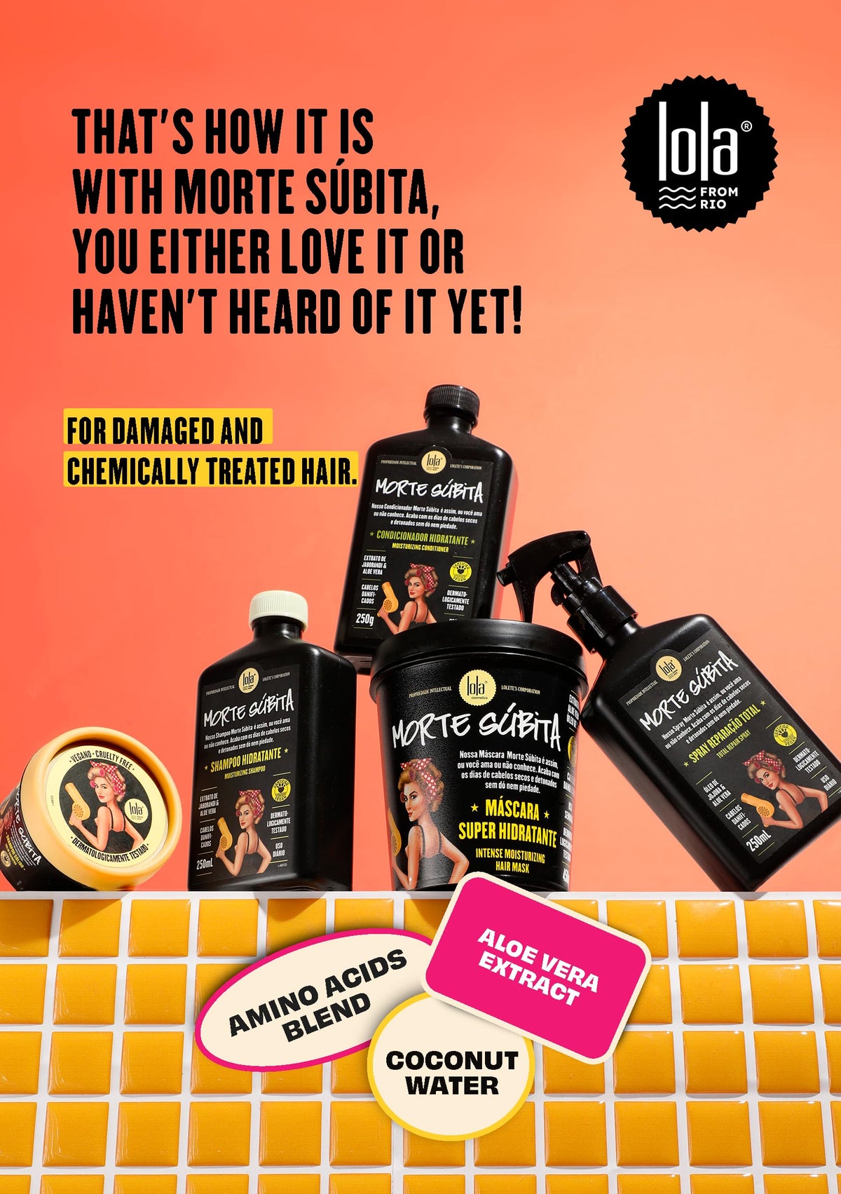 Lola shampoo in shower being applied to wet hair to hydrate and soften