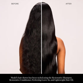 LolaVie being applied to damp hair demonstrating improved detangling and smoothness
