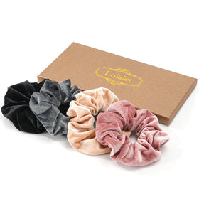 Lolalet front packaging showing four colorful scrunchies, attractive gift-ready presentation