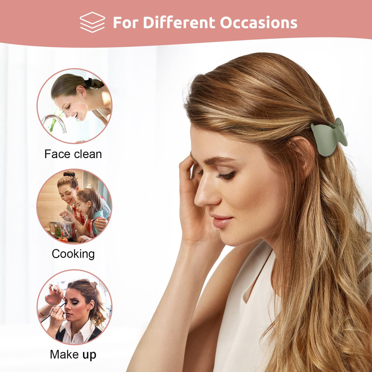 Lolalet in bathroom makeup setting keeping hair back during skincare