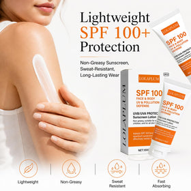 LOLAPLUM applied to face and arm demonstrating smooth non-greasy finish benefit