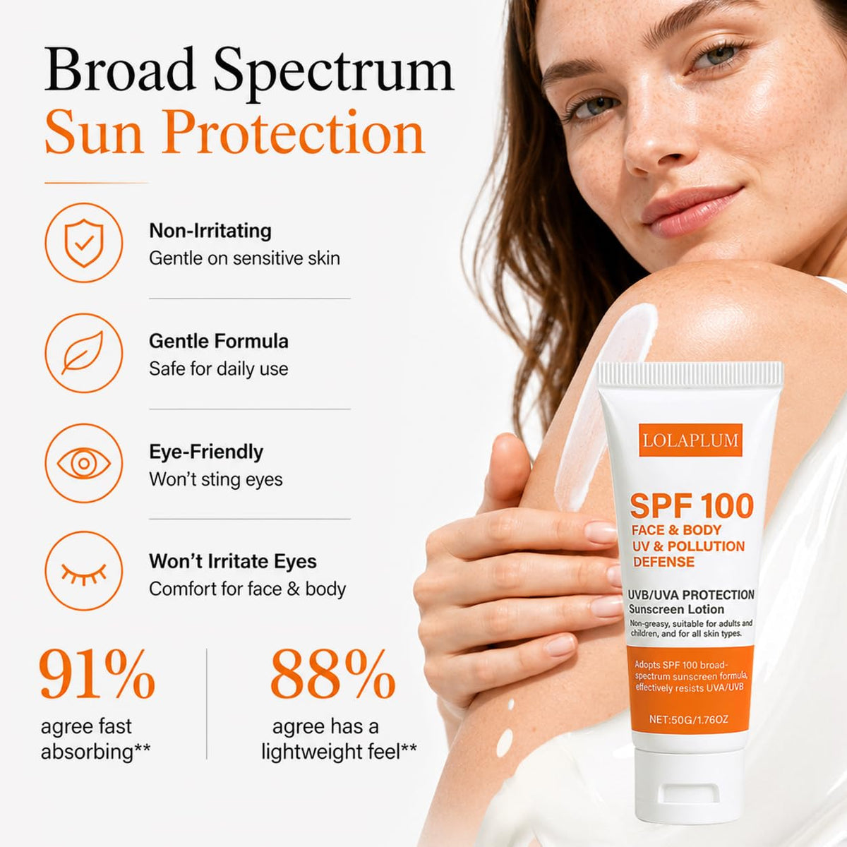 LOLAPLUM being applied at the beach illustrating water-resistant protection benefit