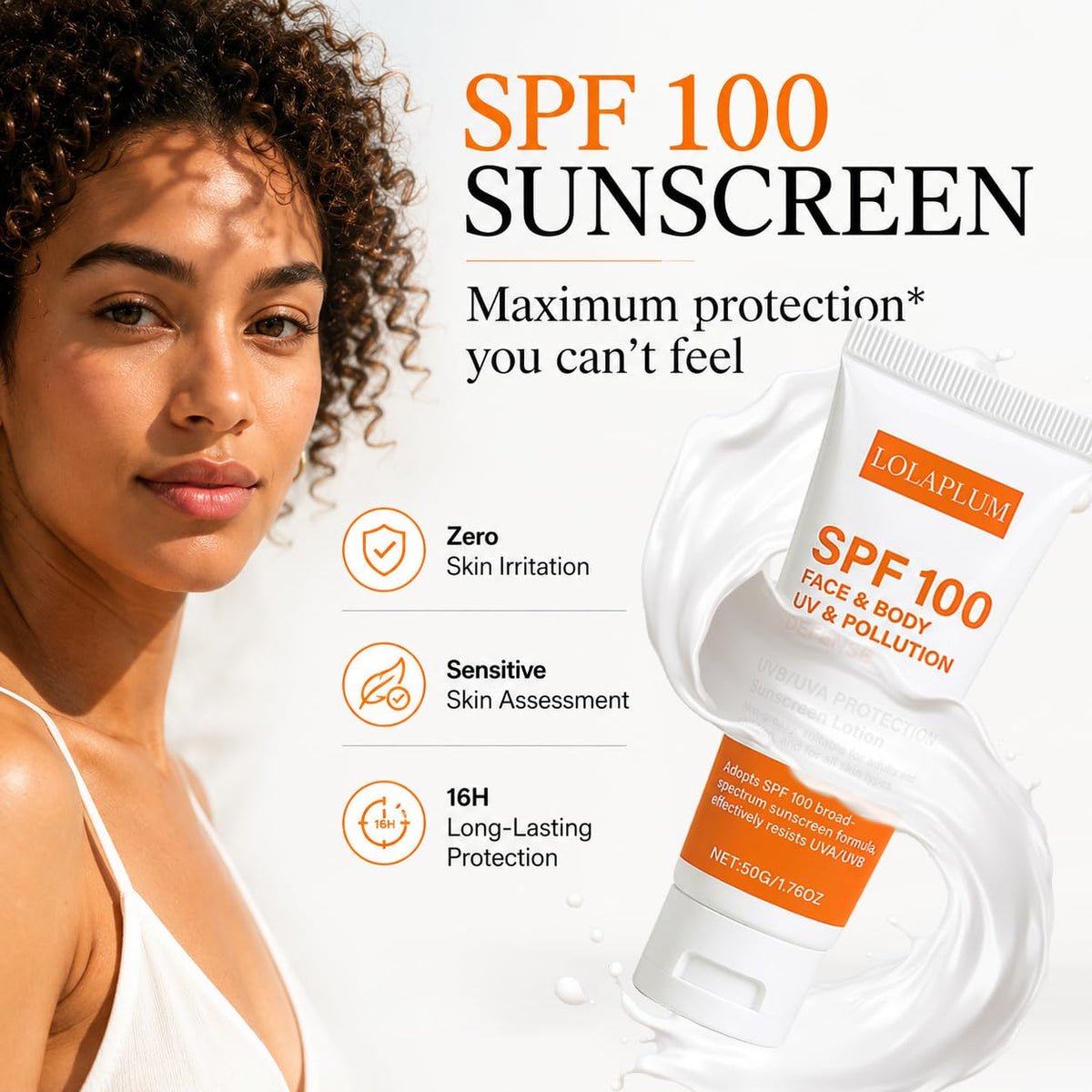 LOLAPLUM cap open with sunscreen dispensing for convenient application benefit