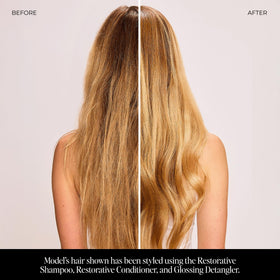 LolaVie conditioner applied to hair ends to reduce breakage and frizz