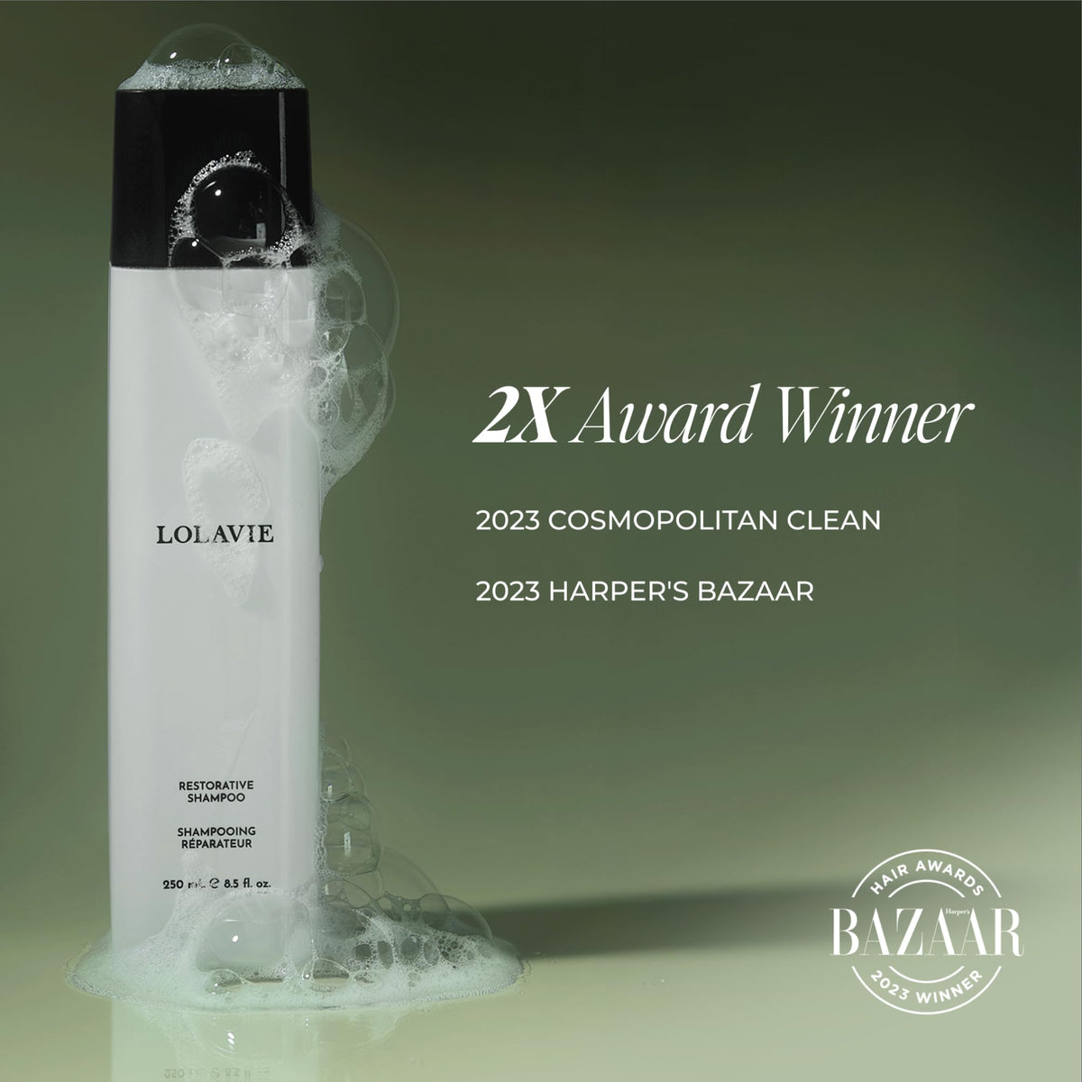 LolaVie 24 oz bottle in hand for scale showing long-lasting supply benefit