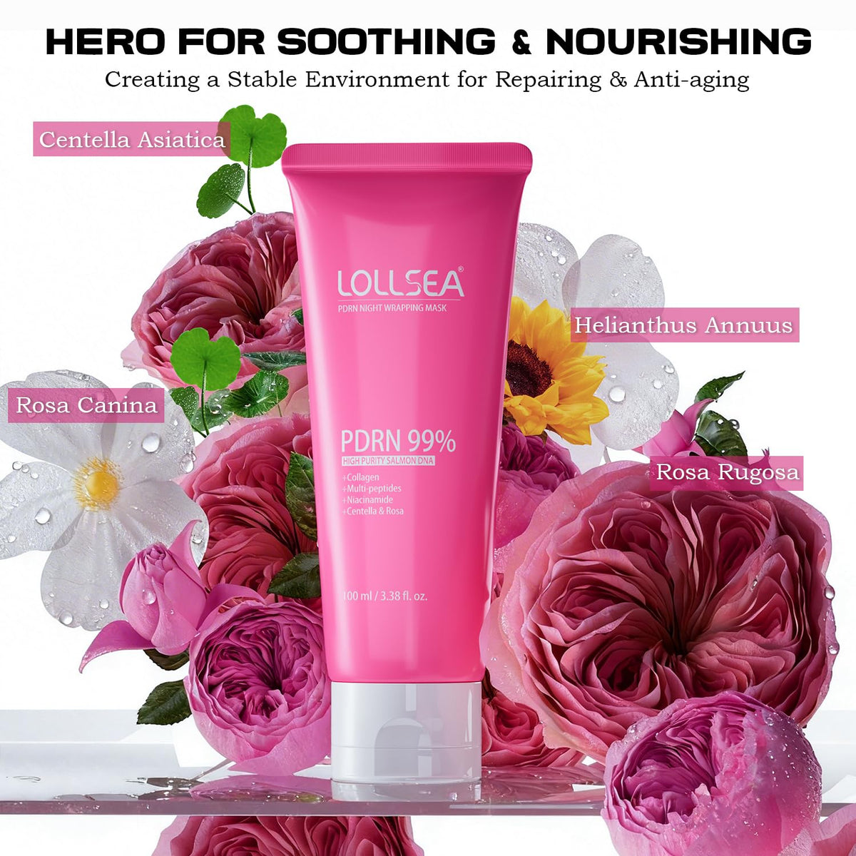 Lollsea application step with finger spreading mask for easy nighttime use