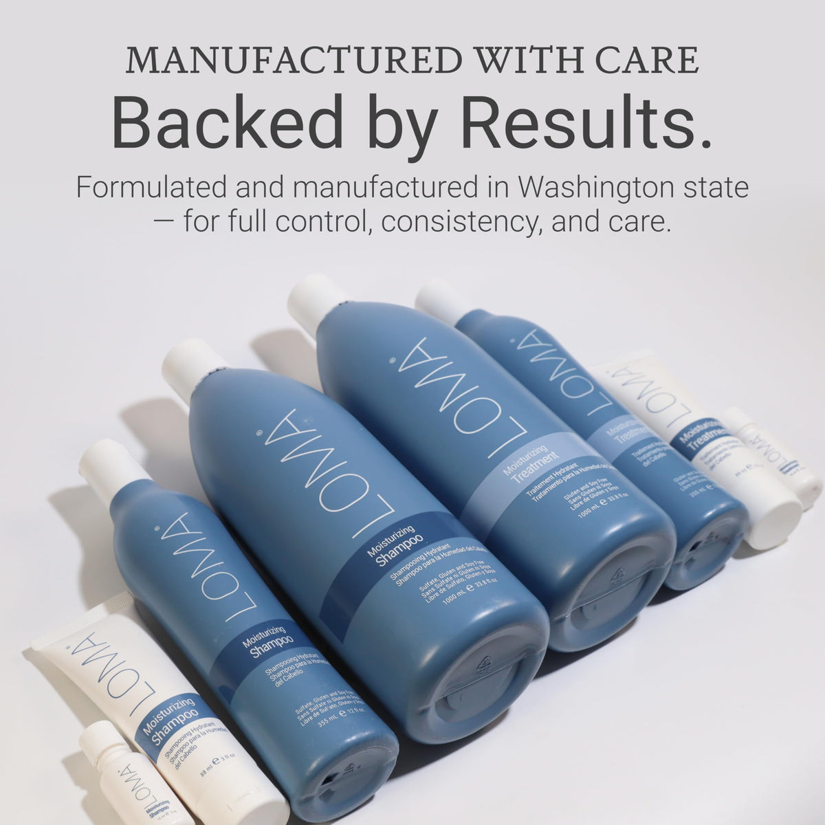 Loma duo in bathroom lifestyle setting illustrating scented routine and daily moisture