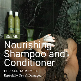 LOMA conditioner cream texture on hand demonstrating rich slip and moisturizing benefits