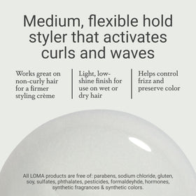 Loma label close-up displaying ingredient claims and sulfate-free benefit