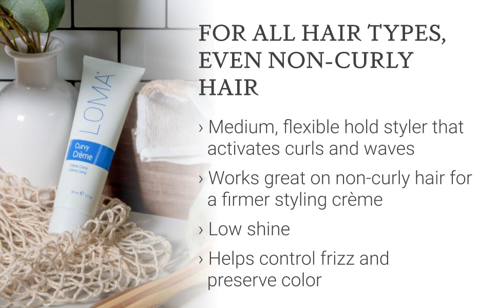 Loma Curvy Crème in palm ready to apply, showing easy dosing and flexible hold benefit