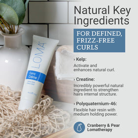 Loma Curvy Crème cream texture close-up highlighting smooth consistency and styling control