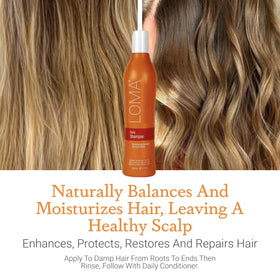 Loma shampoo in shower setting demonstrating in-use cleansing and freshness
