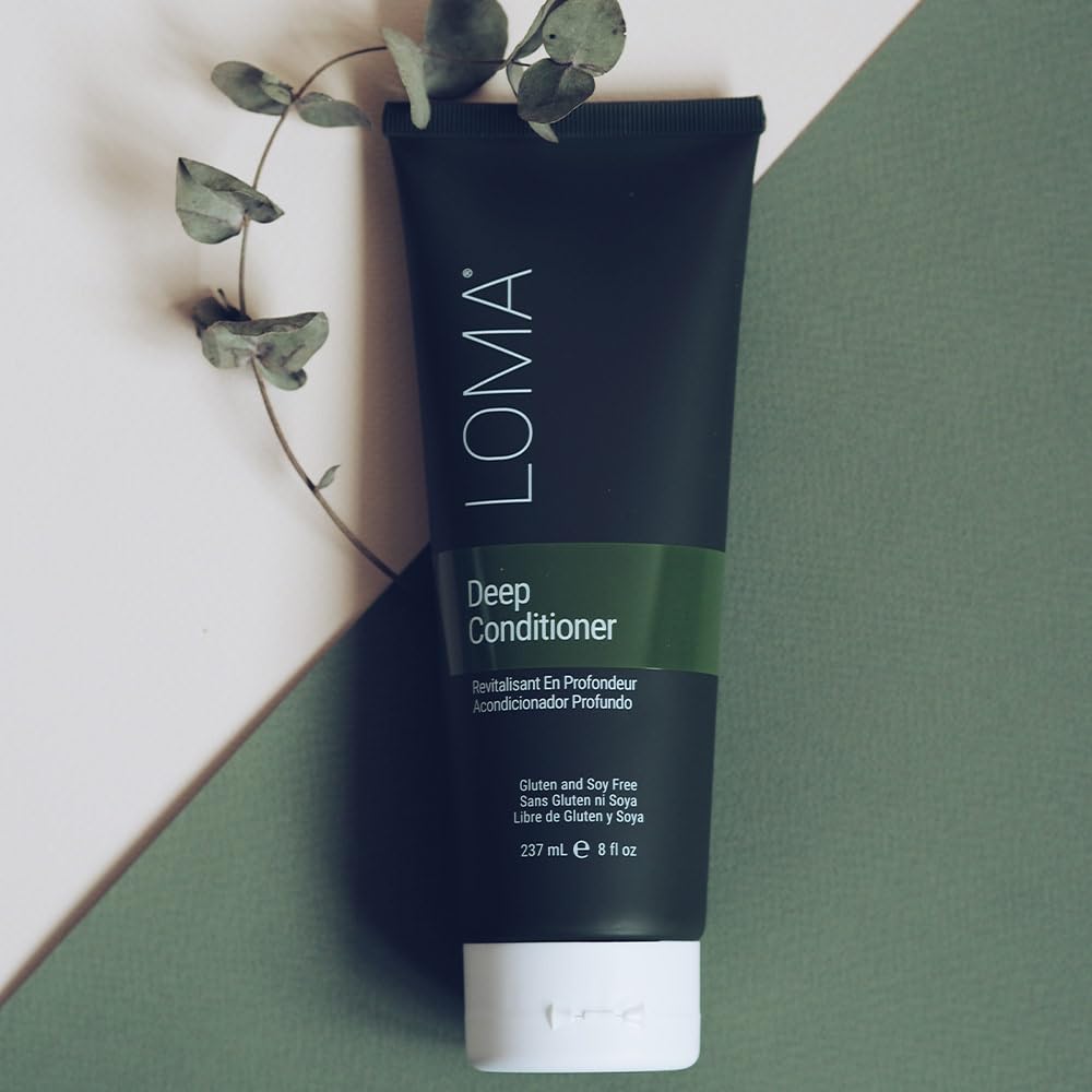 LOMA deep conditioner label detail and 8.45 oz size for ingredient and usage information
