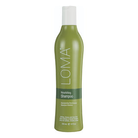 Loma front label of nourishing shampoo, clear benefits visible