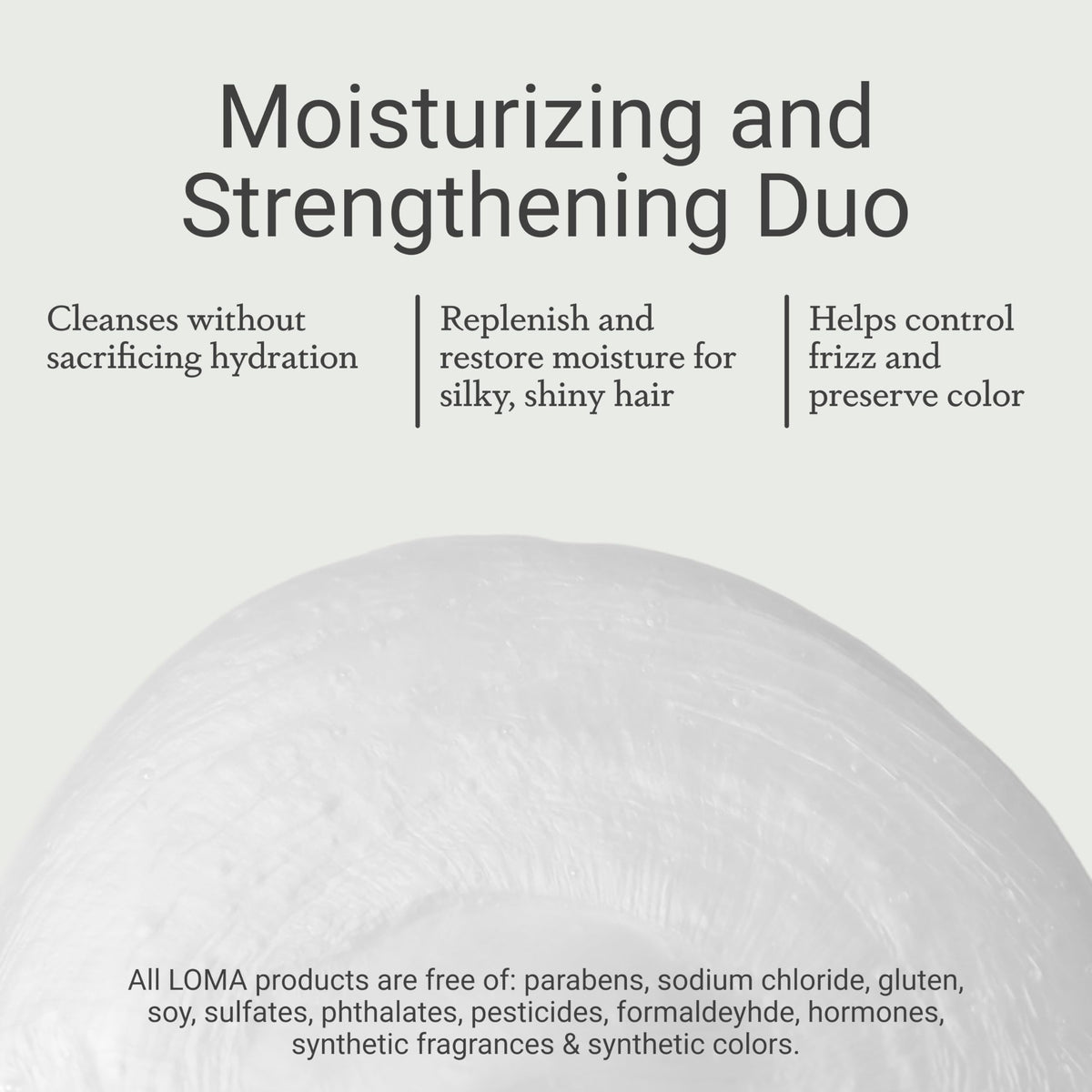 Model applying Loma duo to wet hair in shower, shows improved manageability and softness