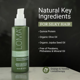 Loma ingredients display jojoba olive quinoa highlighting nourishment