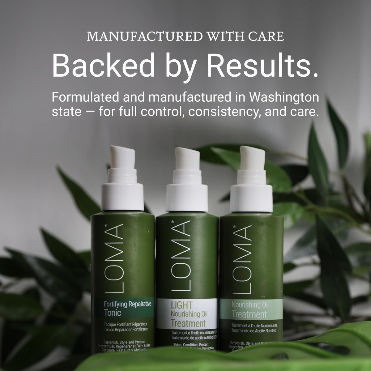 Loma on bathroom vanity lifestyle shot for daily hair care ritual