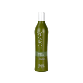 Loma nourishing conditioner front packaging showing bottle and size, highlights clean formula benefit
