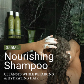 Loma pump top dispensing shampoo, easy controlled application benefit