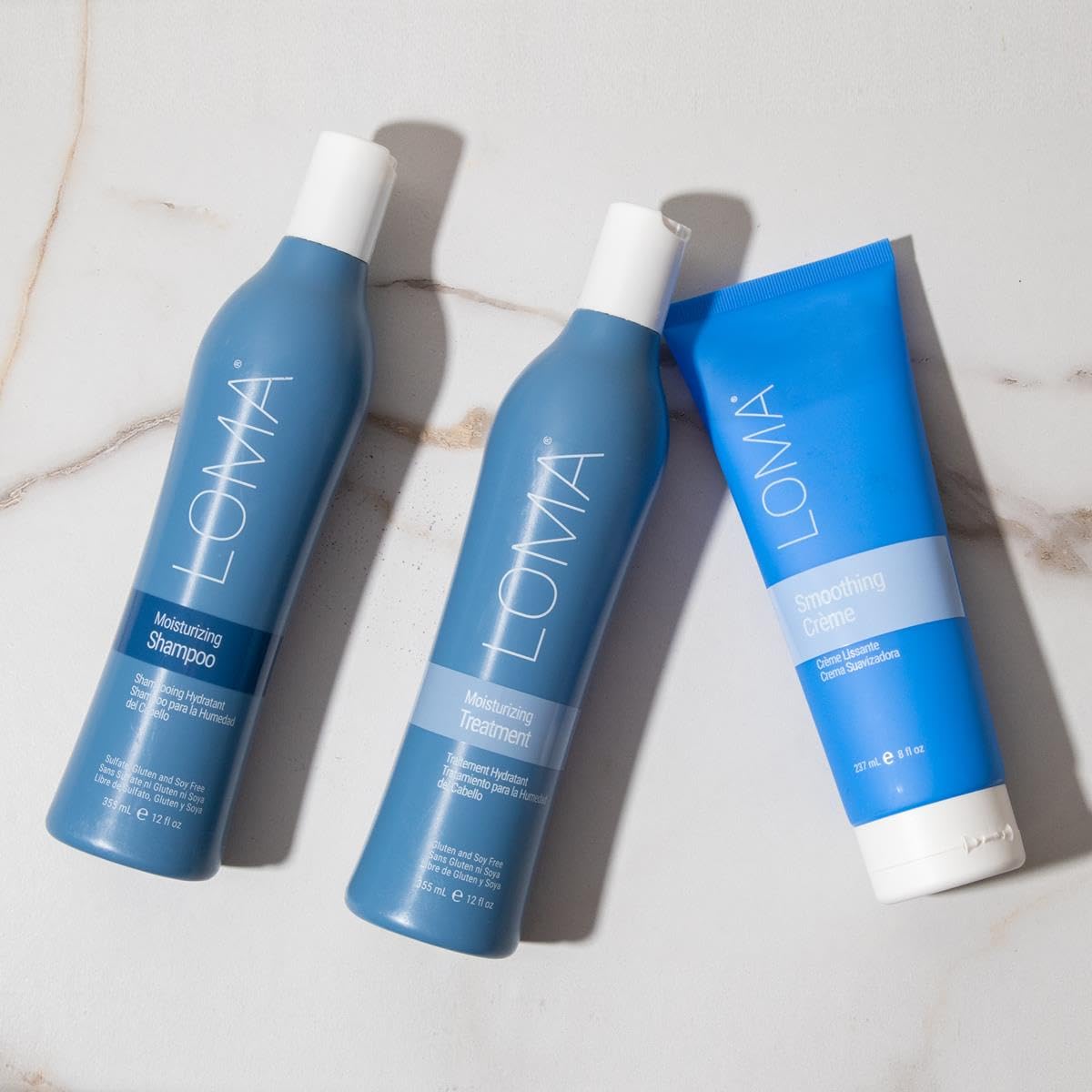 Loma smoothing crème after styling showing improved shine and reduced frizz benefit