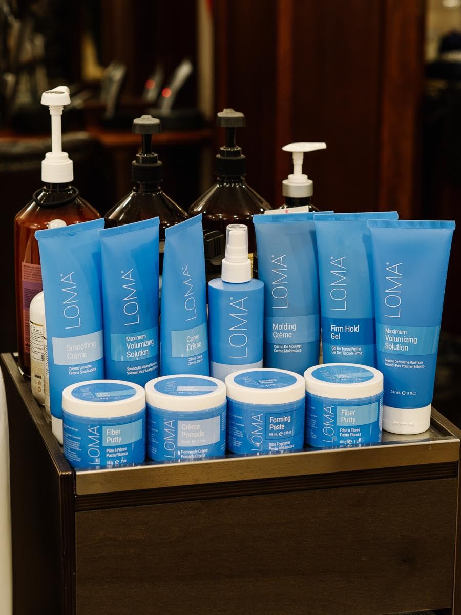 Loma smoothing crème size comparison showing 8.45 ounce scale and travel-friendly benefit