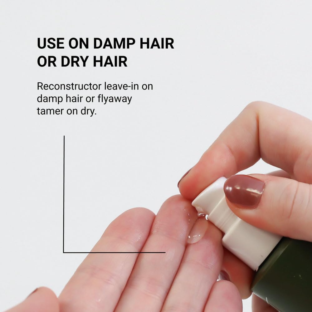 Loma tonic being sprayed on damp hair demonstrating conditioning and easier styling
