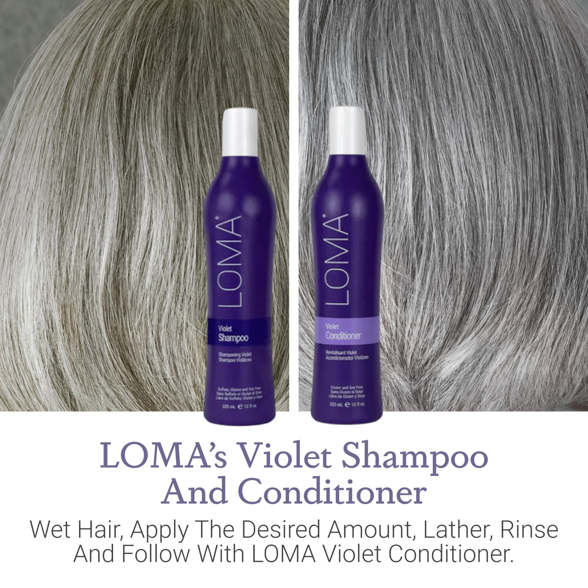 Loma applying shampoo to wet hair showing controlled pigment deposit benefit