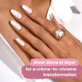 LONDONTOWN close-up of nail texture highlighting reflective chrome finish