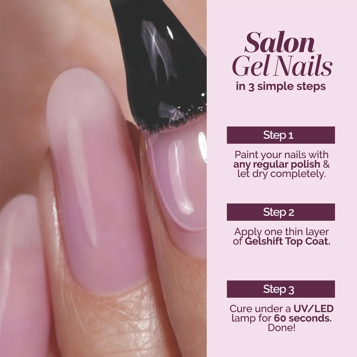 LONDONTOWN GelShift brush stroke on nail showcasing thick glossy gel texture