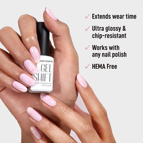 LONDONTOWN GelShift label and ingredients panel highlighting HEMA-free formulation