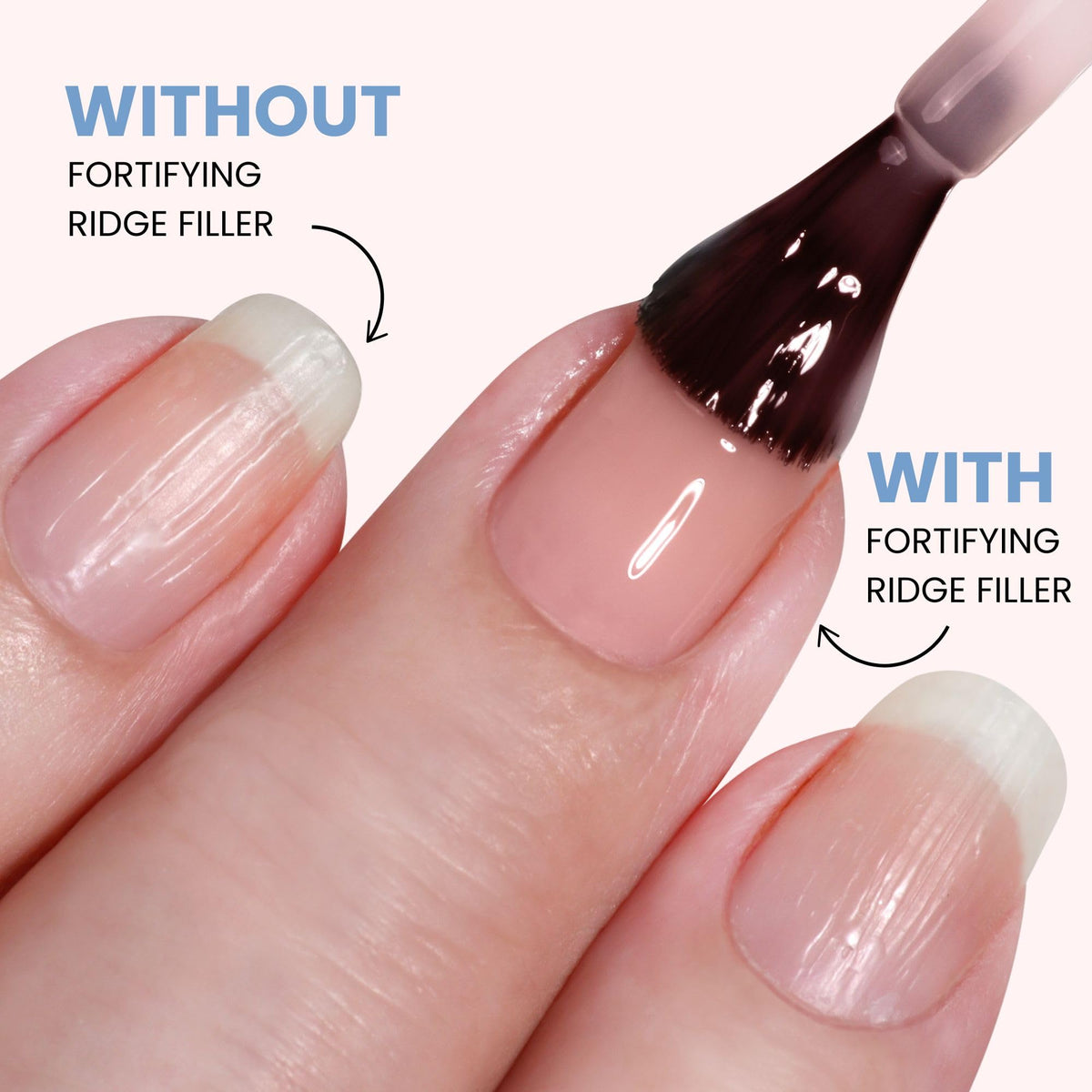 LONDONTOWN Kur before and after nail comparison demonstrating visible ridge reduction benefit