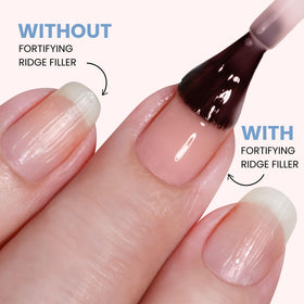 LONDONTOWN Kur before and after nail comparison demonstrating visible ridge reduction benefit