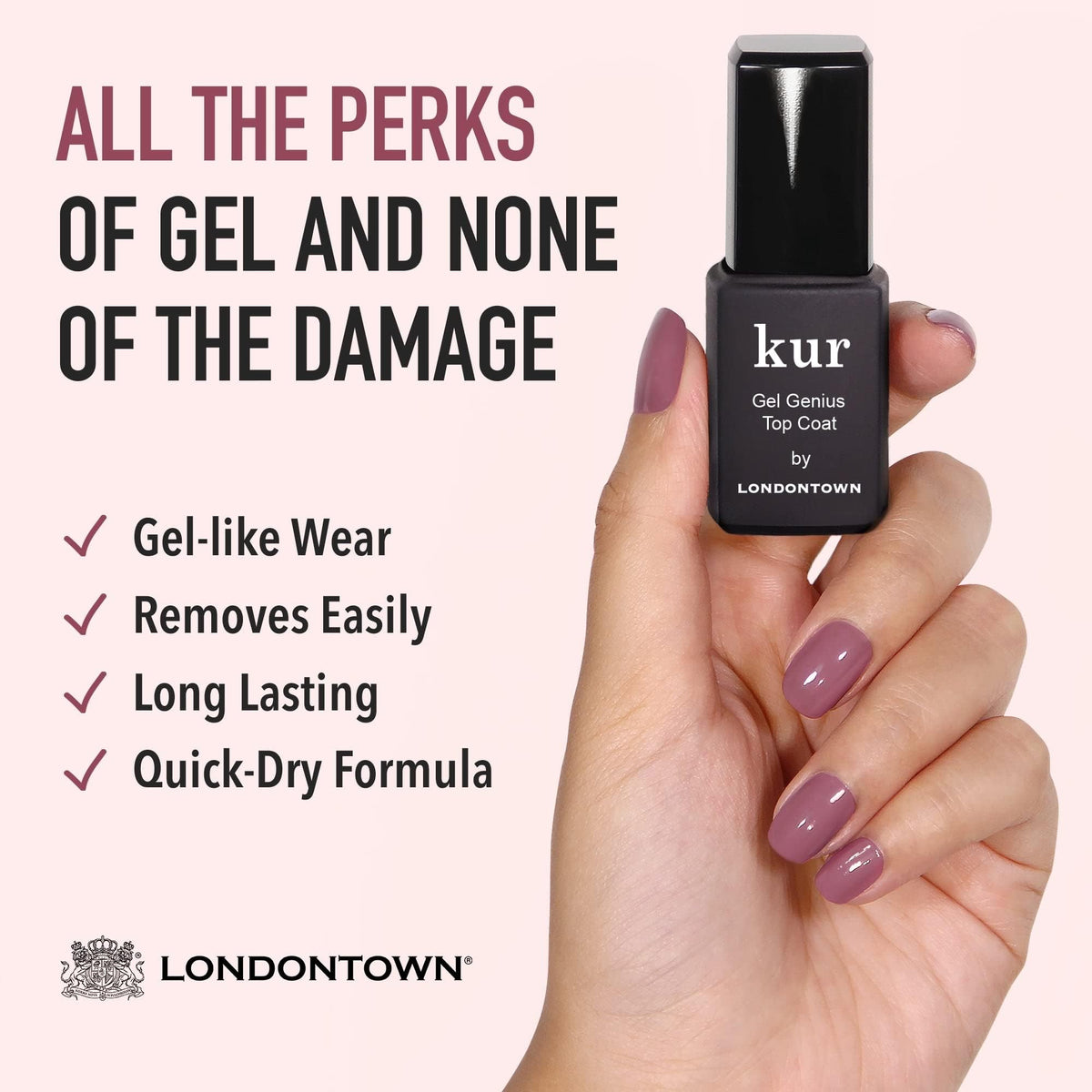 LONDONTOWN kur bottles beside a coin showing compact travel size