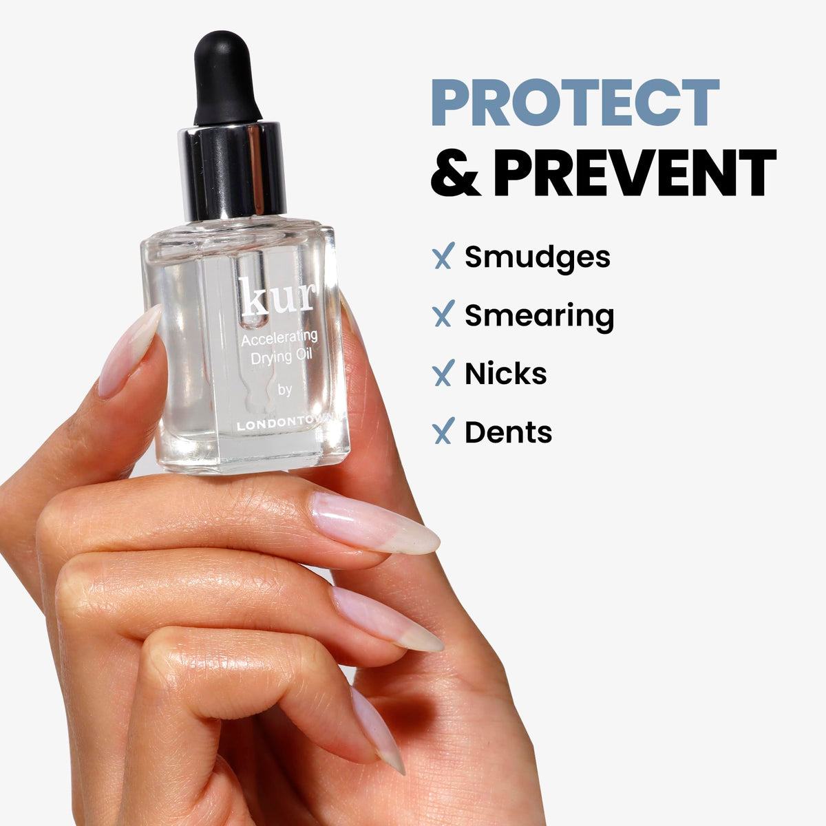 LONDONTOWN label close-up highlighting vitamin B5 and botanical oils benefits