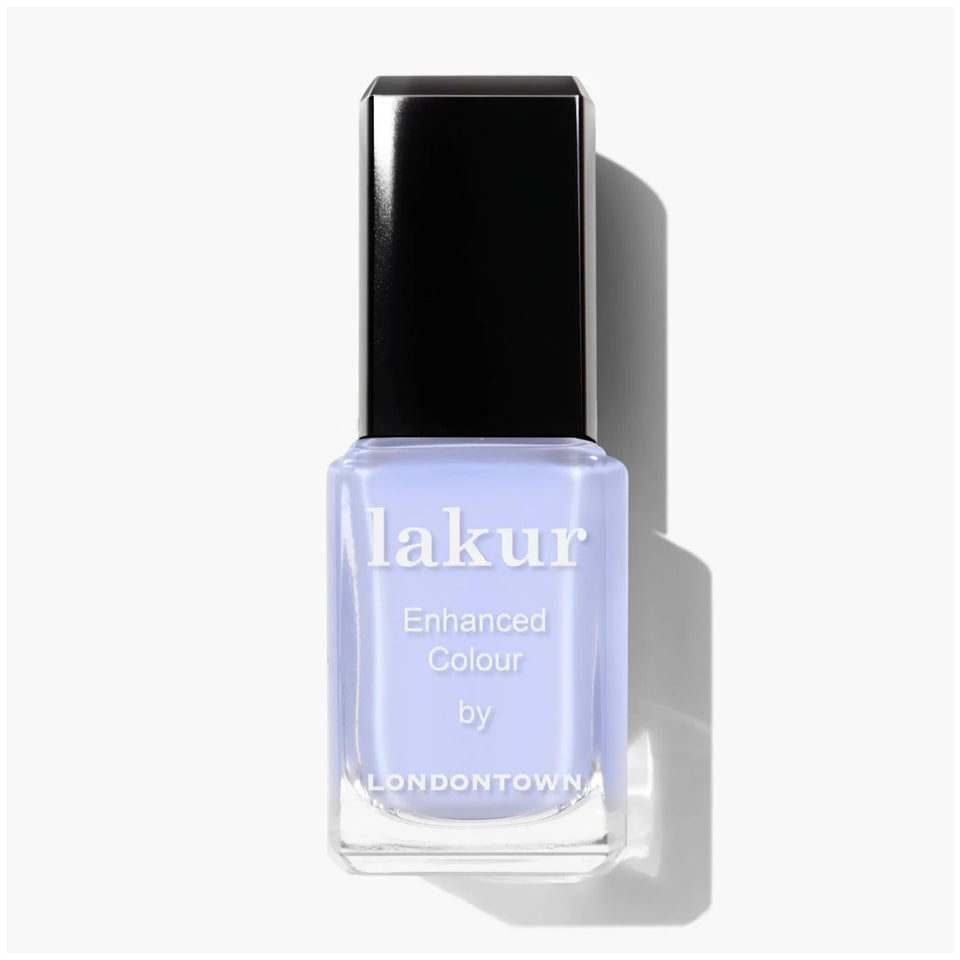 LONDONTOWN Lakur bottle front view showing Cloud Nine blue and clear branding, elegant finish