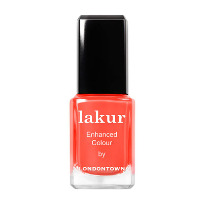 LONDONTOWN lakur front packaging showing Sunset Orange color and benefit shine