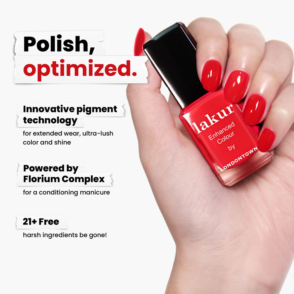 LONDONTOWN bottle paired with Kur topcoat highlighting enhanced adhesion benefit