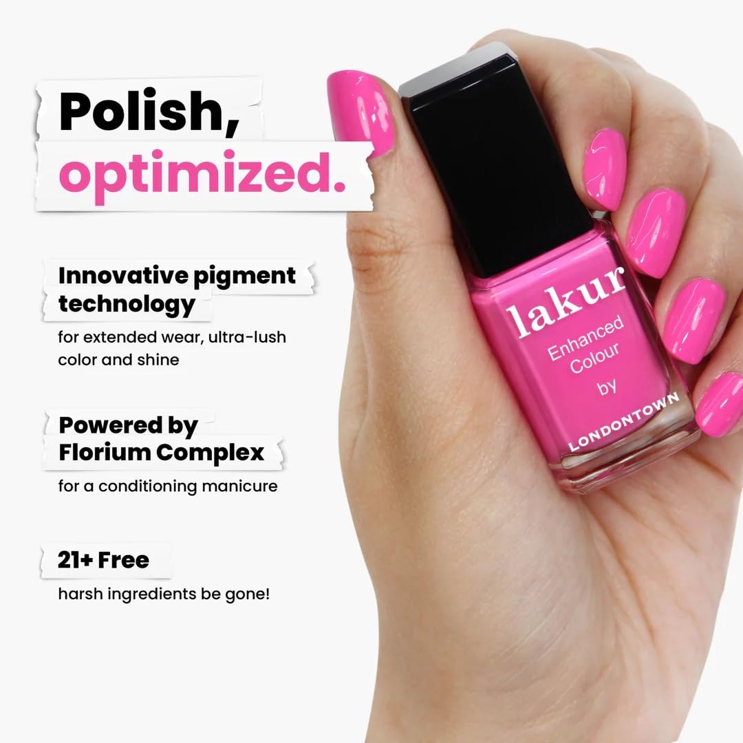 LONDONTOWN Lakur applied on nails showing gel-like shine and chip resistance