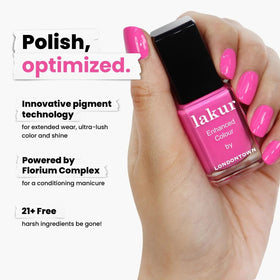 LONDONTOWN Lakur applied on nails showing gel-like shine and chip resistance