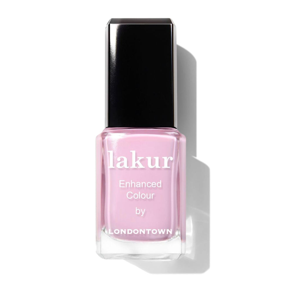 LONDONTOWN bottle front view showing Pink Palm shade and glossy finish benefit