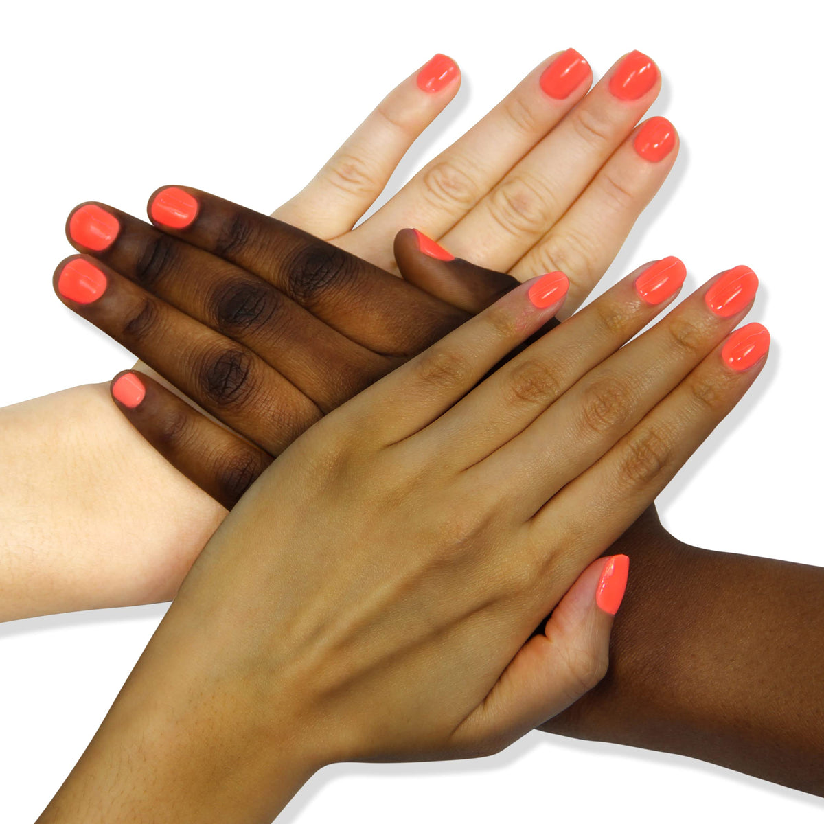 LONDONTOWN lakur swatched on nail showing vibrant Sunset Orange and long-wear finish