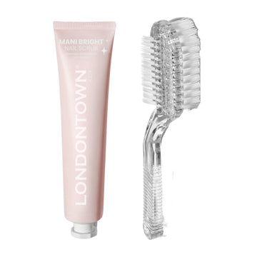 LONDONTOWN front packaging showing brightening scrub for white nails